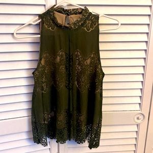 *3/$10* Love Fire Women’s high neck dressy, sleeveless top, with tan liner.